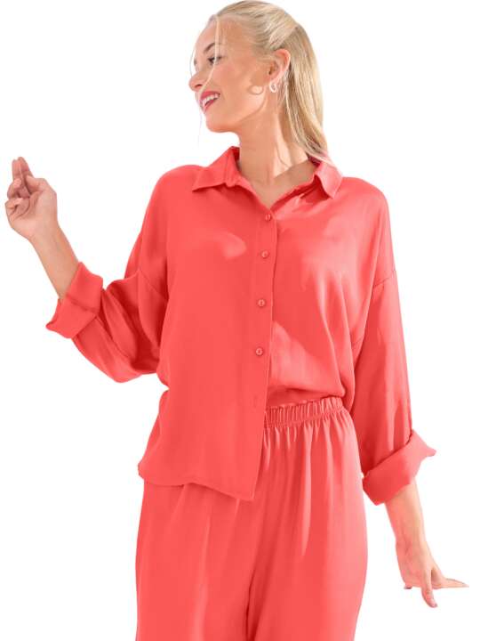 84389LI Top pyjama shirt long sleeves PARIS Lisca Coral face