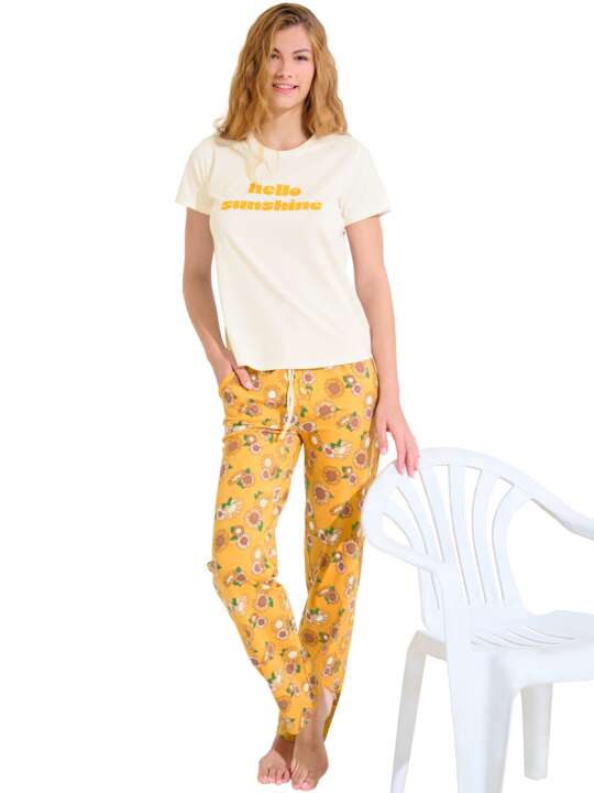 63489LI Pyjama tenue d'intérieur pantalon t-shirt SUMMER Lisca Cheek Jaune face
