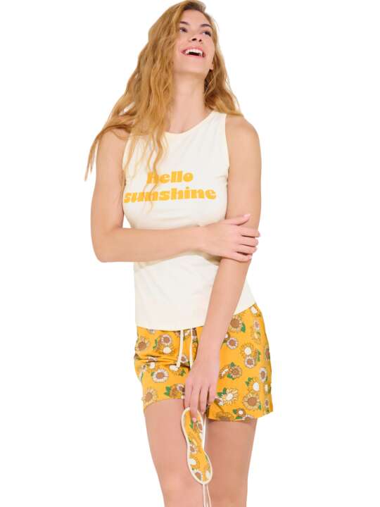 63490LI Pyjama tenue d'intérieur short débardeur SUMMER Lisca Cheek Jaune face