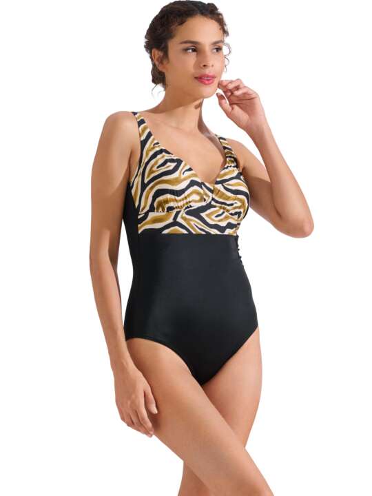 43583LI Maillot de bain une pièce préformé sans armatures amincissant TANZANIA Lisca Noir face