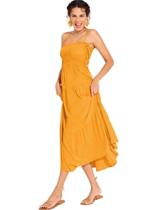49585LI Summer maxi dress KARPATHOS Lisca Cheek Yellow face
