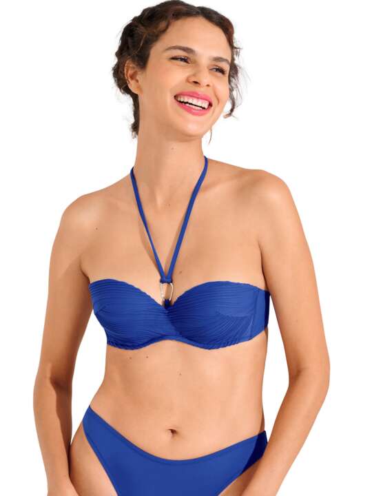 40852LI Haut maillot de bain bandeau balconnet préformé SORRENTO Lisca Bleu face