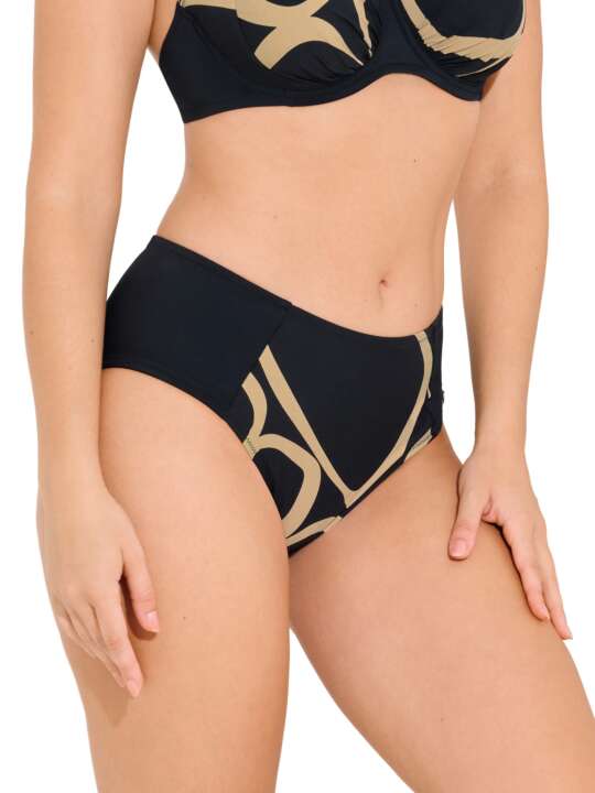 41707LI Bas maillot slip de bain taille haute gainant VALENCIA Lisca Noir face