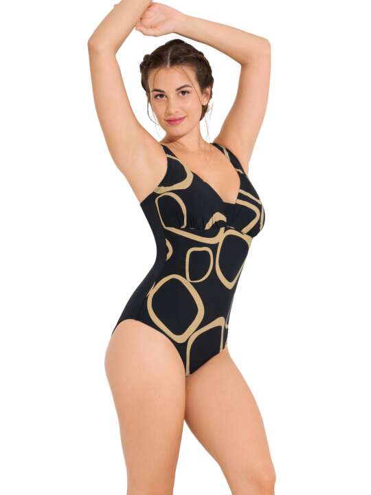 43564LI Maillot de bain une pièce préformé sans armatures VALENCIA Lisca Noir face