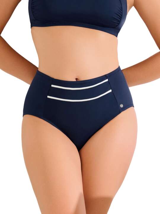 41704LI Bas maillot slip de bain taille haute amincissant UVITA Lisca Bleu face