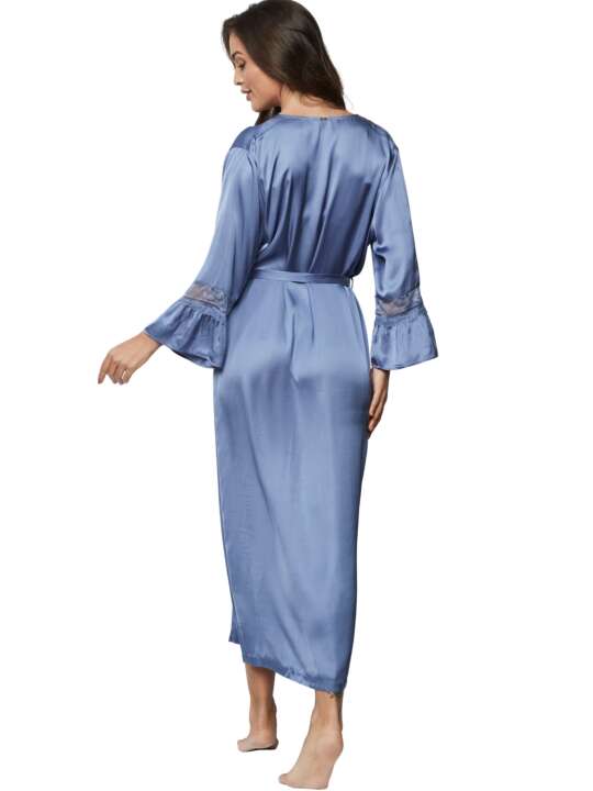 31270SE Déshabillé long satiné AGATHA Selmark Bleu face