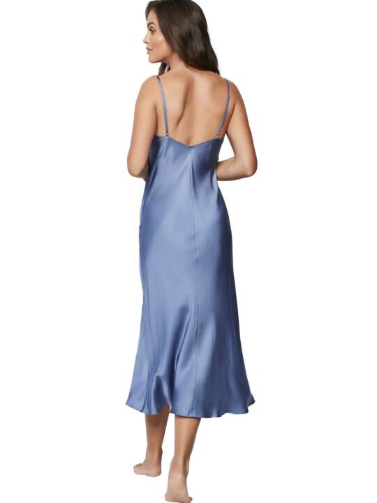 31265SE Nuisette longue satinée AGATHA Selmark Bleu face