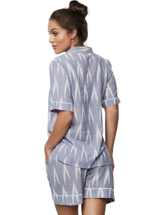 P10173S Pyjama short chemise manches courtes HOMEWEAR P101 Selmark Bleu face