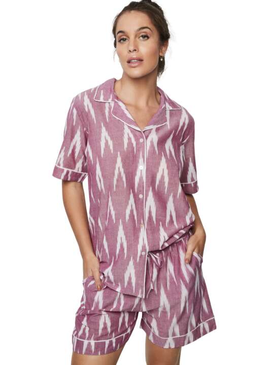 P10173S Pyjama short chemise manches courtes HOMEWEAR P101 Selmark Violet face