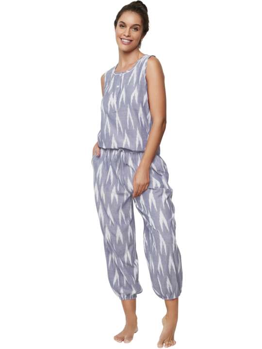 P10176S Pyjama pantacourt débardeur HOMEWEAR P101 Selmark Bleu face