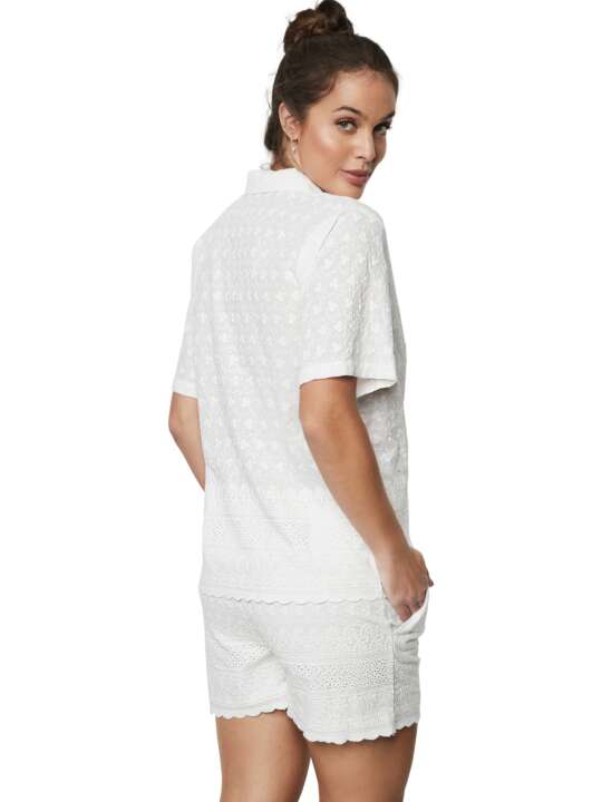 P10273S Pyjama short chemise manches courtes HOMEWEAR P102 Selmark Blanc face