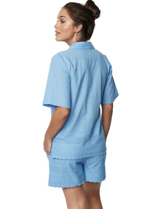P10273S Pyjama short chemise manches courtes HOMEWEAR P102 Selmark Bleu face
