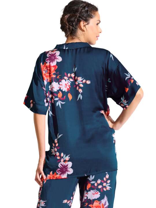 23447LI Haut pyjama chemise manches courtes AMARYLLIS Lisca Bleu face