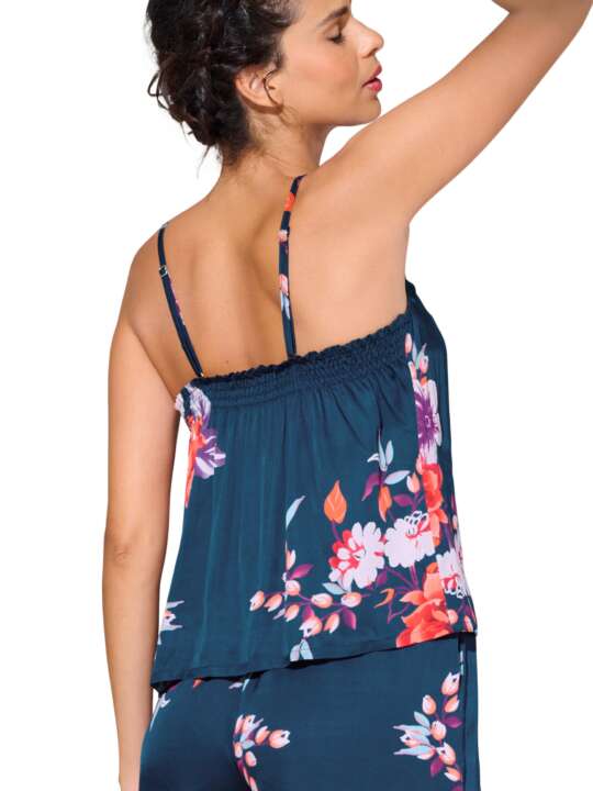 23448LI Haut pyjama caraco fines bretelles AMARYLLIS Lisca Bleu face