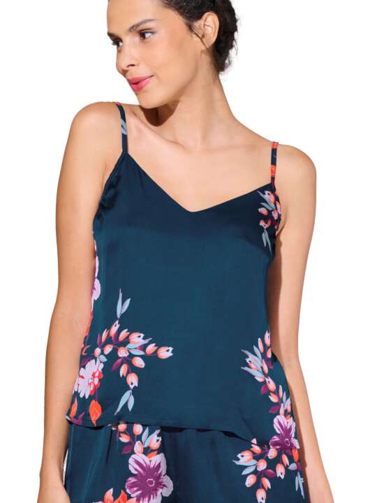 23448LI Haut pyjama caraco fines bretelles AMARYLLIS Lisca Bleu face