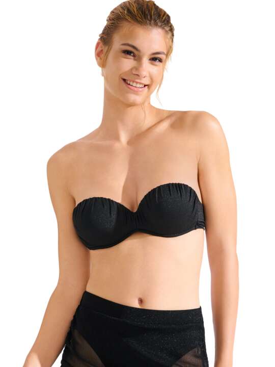 40835LI Haut maillot de bain bandeau balconnet préformé IMPERIA Lisca Noir face