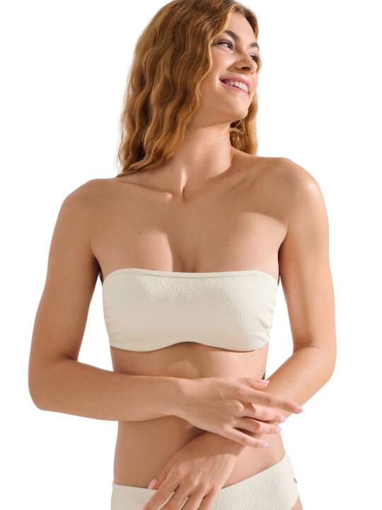 40844LI Haut maillot de bain bandeau balconnet préformé MALAGA Lisca Ivoire face