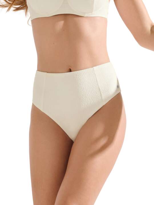 41727LI Bas maillot slip de bain échancré taille haute MALAGA Lisca Ivoire face