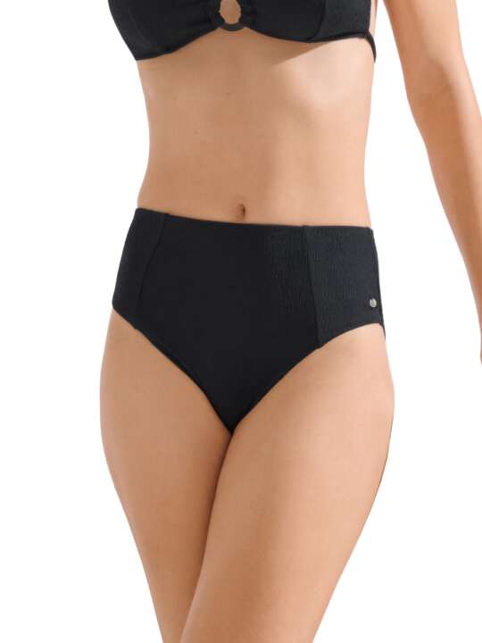 41727LI Bas maillot slip de bain échancré taille haute MALAGA Lisca Noir face