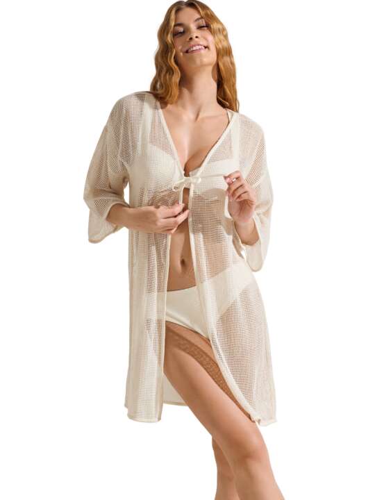 49591LI Caftan de plage MALAGA Lisca Ivoire face