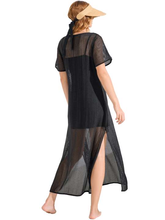 49593LI Long beach dress with short sleeves MALAGA Lisca Black face