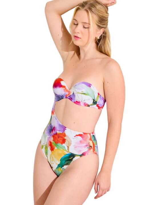 43566LI Preformed asymmetric one-piece swimming costume ROMA Lisca White face