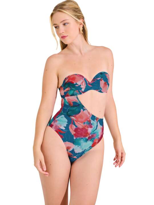 43566LI Preformed asymmetric one-piece swimming costume ROMA Lisca Blue face
