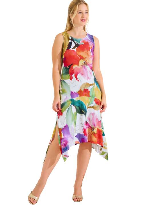49598LI Sleeveless midi-length summer dress ROMA Lisca White face