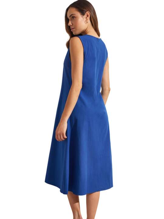 BL495SE Sleeveless midi-length summer dress BOREALIS Selmark Mare Navy Blue face