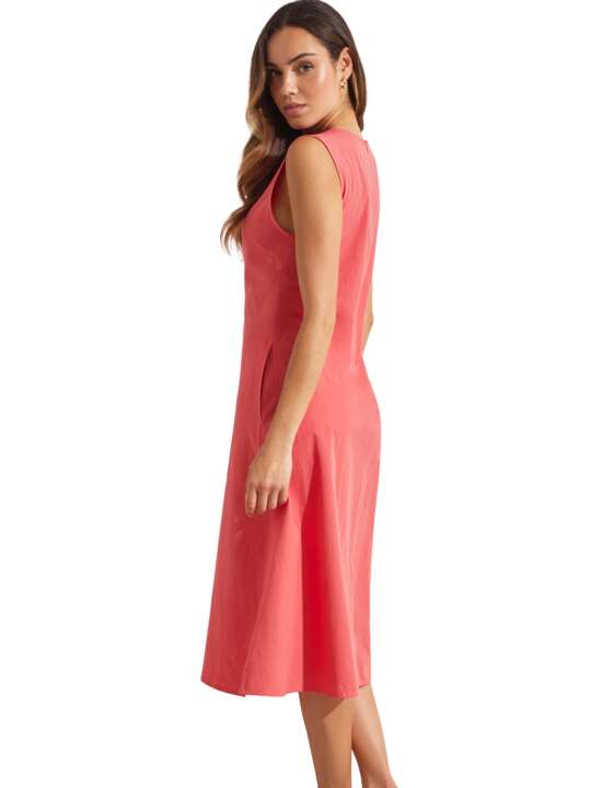 BL495SE Sleeveless midi-length summer dress BOREALIS Selmark Mare Coral face