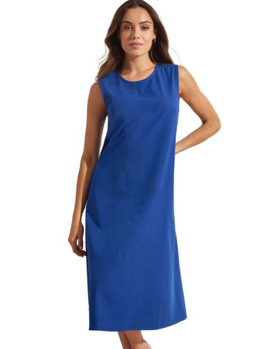 BL495SE Sleeveless midi-length summer dress BOREALIS Selmark Mare Navy Blue face