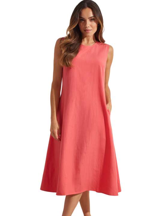 BL495SE Sleeveless midi-length summer dress BOREALIS Selmark Mare Coral face