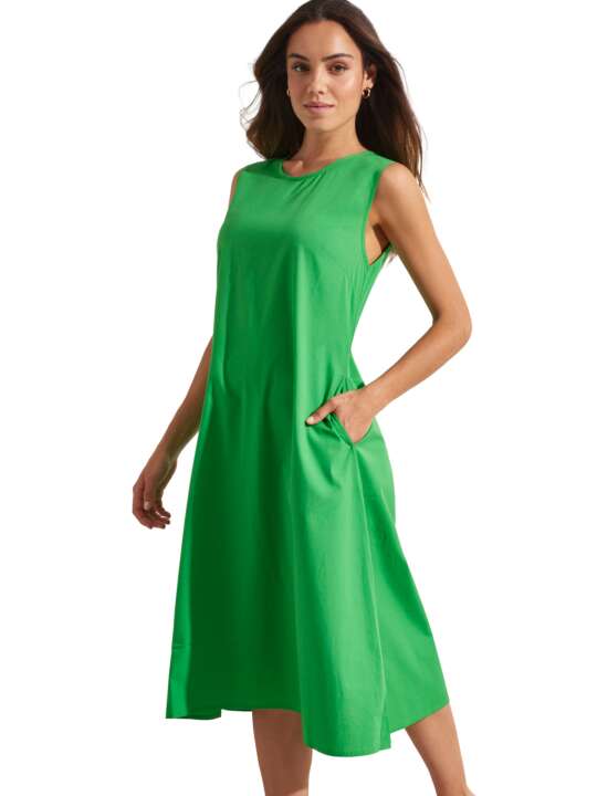 BL495SE Sleeveless midi-length summer dress BOREALIS Selmark Mare Green face