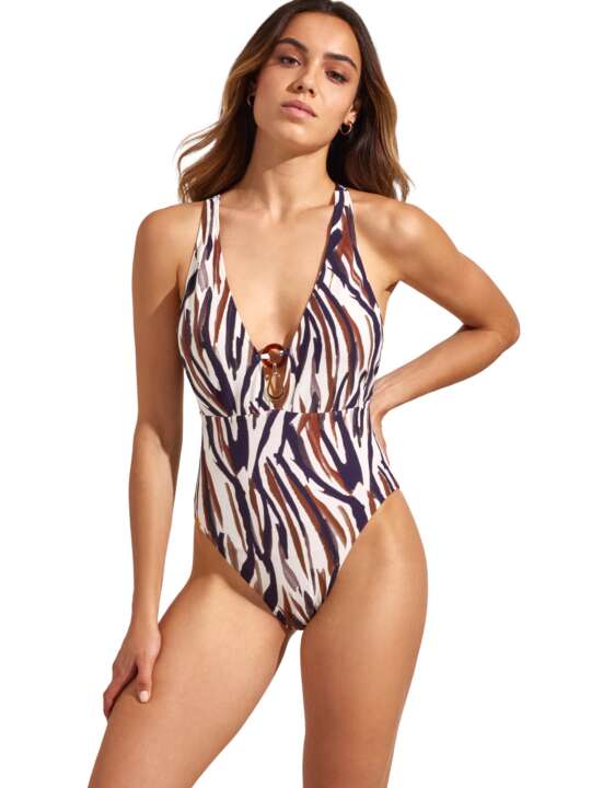 BL657SE Preformed one-piece triangle swimming costume SERENGETI Selmark Mare Ivory face