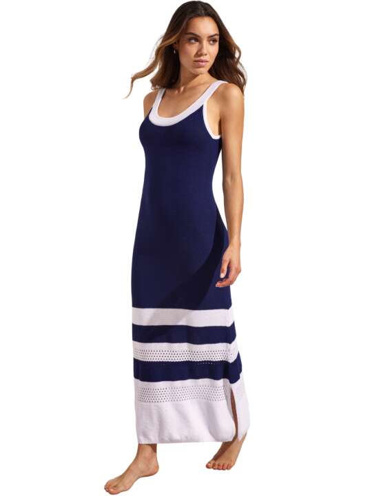 BL896SE Robe longue estivale ARTEMISA Selmark Mare Bleu Marine face
