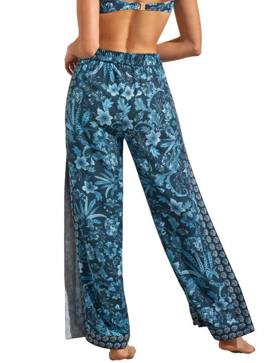 BM275SE Split palazzo beach trousers ACANTHUS Selmark Mare Blue face