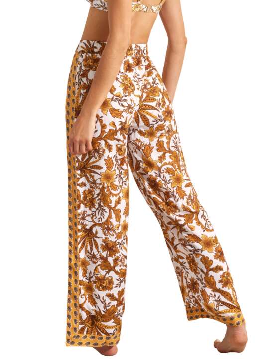 BM275SE Split palazzo beach trousers ACANTHUS Selmark Mare Yellow face