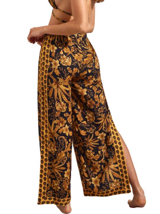 BM275SE Split palazzo beach trousers ACANTHUS Selmark Mare Black face