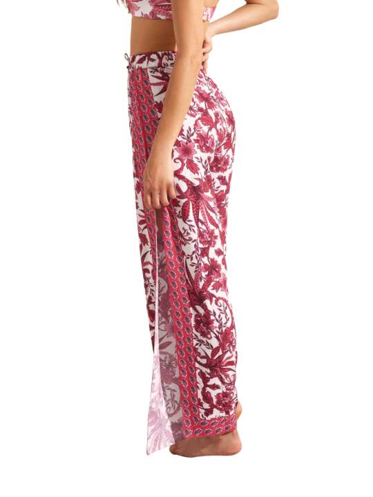 BM275SE Split palazzo beach trousers ACANTHUS Selmark Mare Pink face