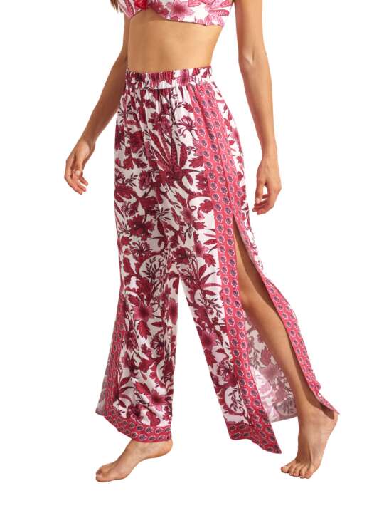 BM275SE Split palazzo beach trousers ACANTHUS Selmark Mare Pink face
