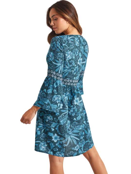 BM298SE Three-quarter sleeve summer dress ACANTHUS Selmark Mare Blue face