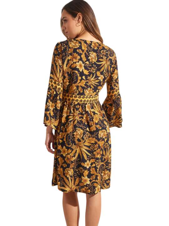 BM298SE Three-quarter sleeve summer dress ACANTHUS Selmark Mare Black face