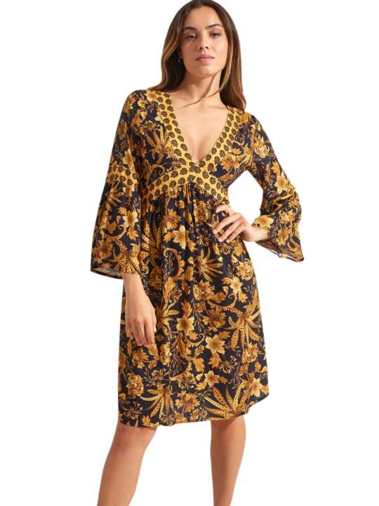 BM298SE Three-quarter sleeve summer dress ACANTHUS Selmark Mare Black face