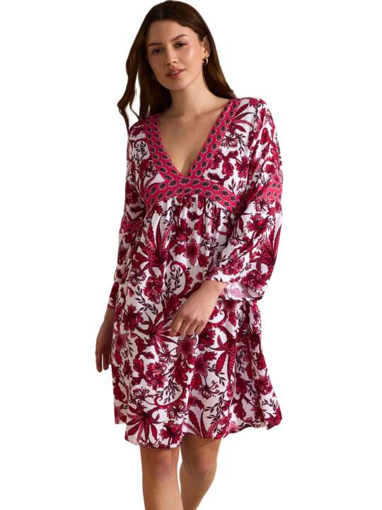 BM298SE Three-quarter sleeve summer dress ACANTHUS Selmark Mare Pink face