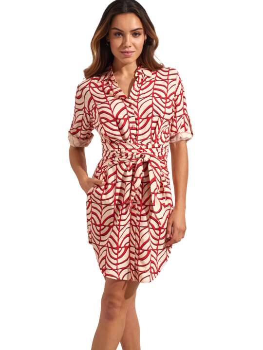BM333SE Summer dress with half-length sleeves MOAIS Selmark Mare Red face