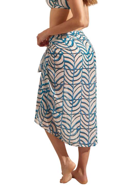 BM394SE Beach sarong MOAIS Selmark Mare Blue face