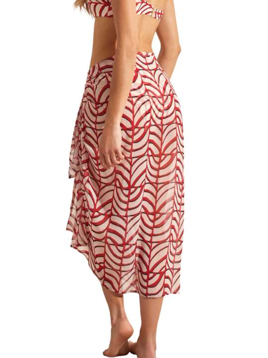 BM394SE Beach sarong MOAIS Selmark Mare Red face