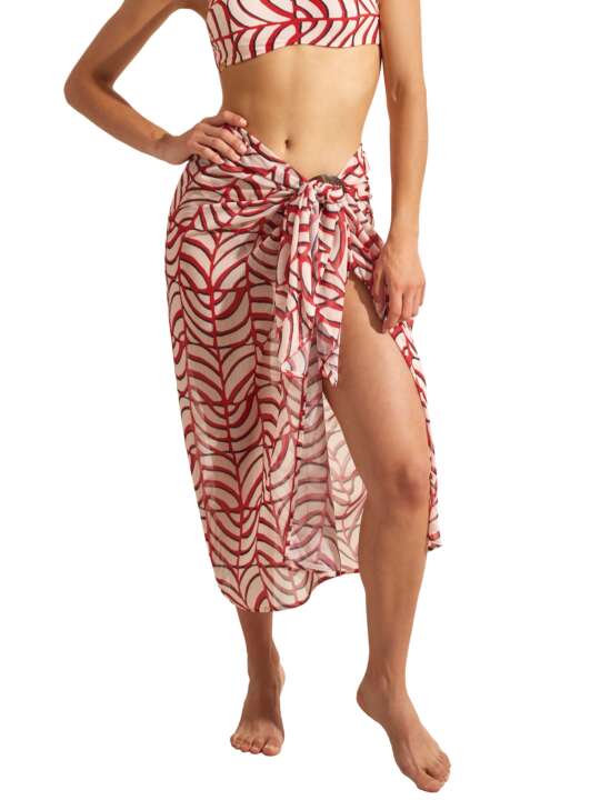 BM394SE Beach sarong MOAIS Selmark Mare Red face