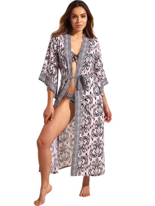 BM797SE Kimono long de plage VENECIA Selmark Mare Ivoire face