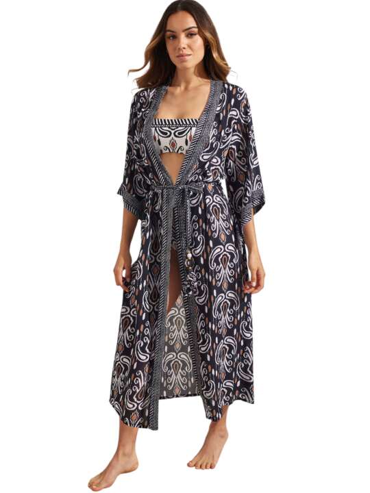 BM797SE Kimono long de plage VENECIA Selmark Mare Noir face